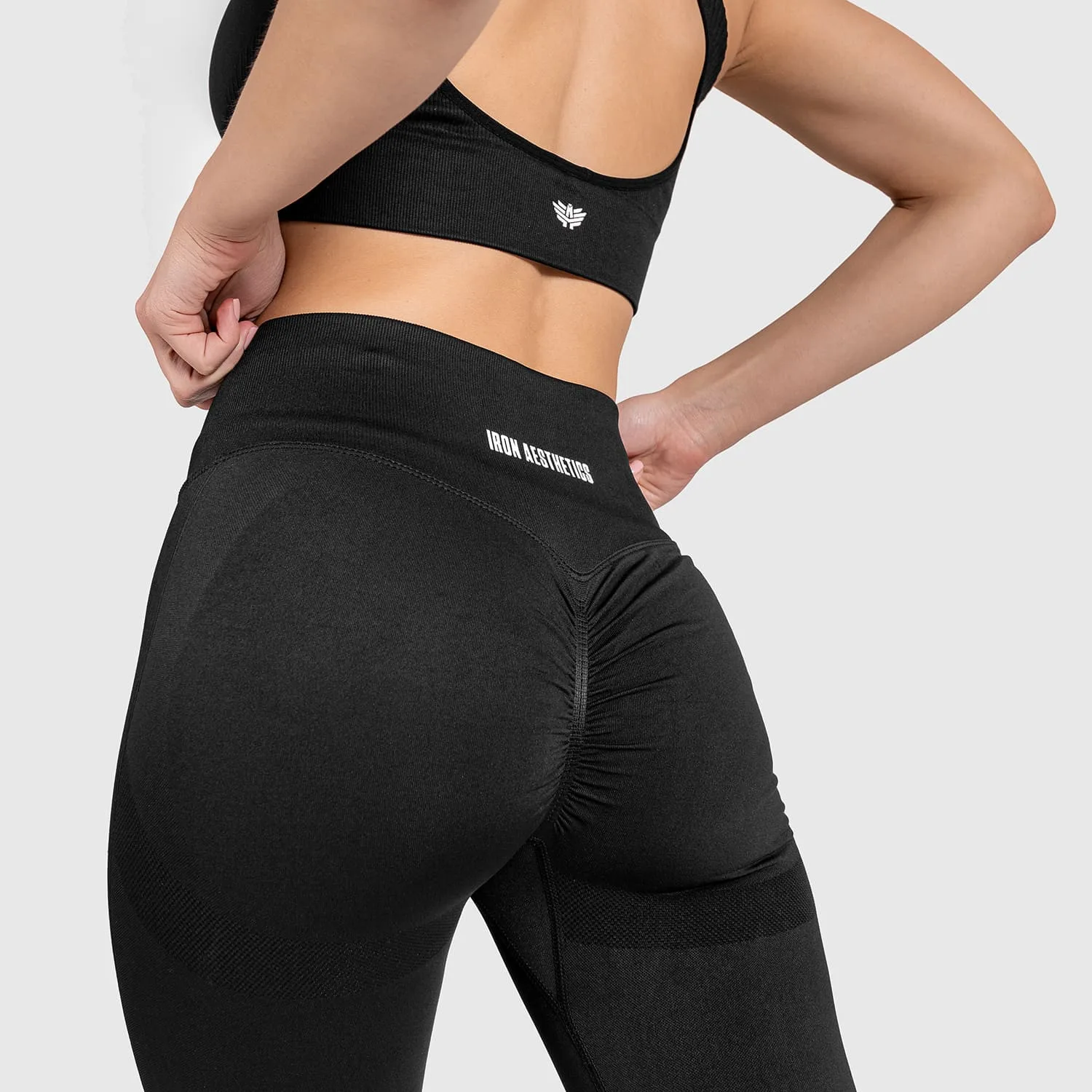 Bezšvové legíny Iron Aesthetics Seamless Butt, čierne-1