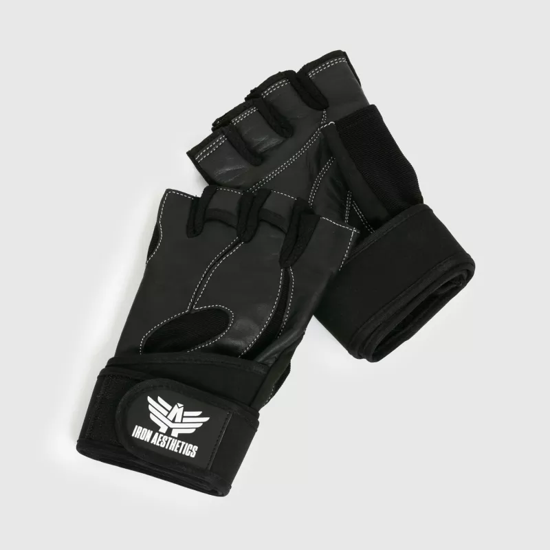 Fitness rukavice Iron Aesthetics Leather Lift, čierne-3