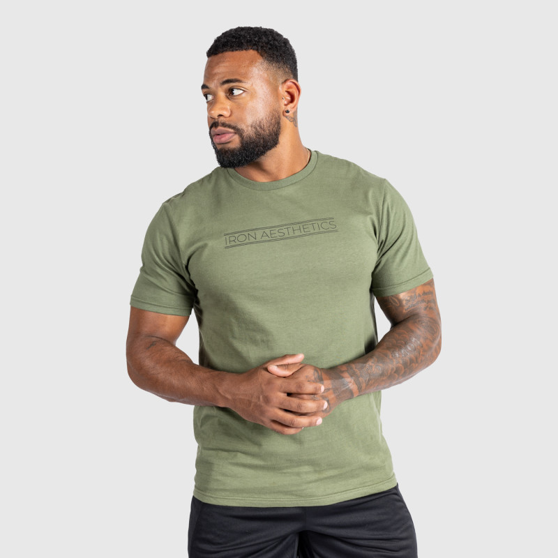 Pánske fitness tričko Iron Aesthetics Glam, vojenská zelená