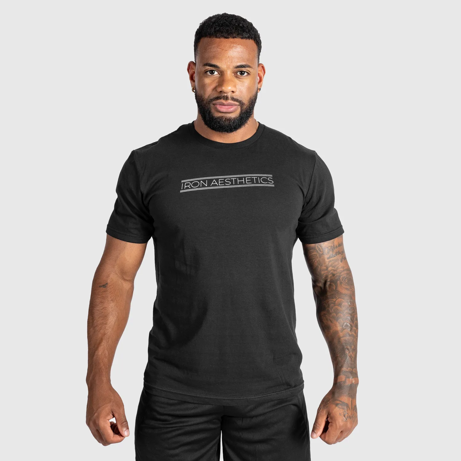 Pánske fitness tričko Iron Aesthetics Glam, čierne-1
