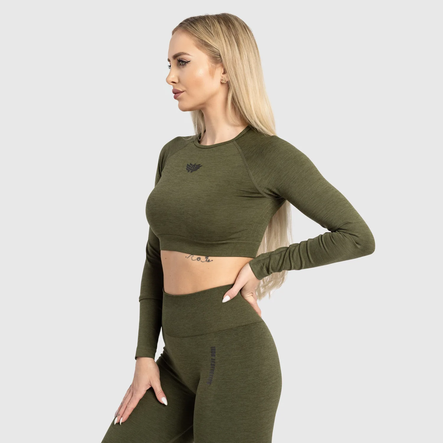 Dámsky športový crop top Iron Aesthetics Solid, zelený-1
