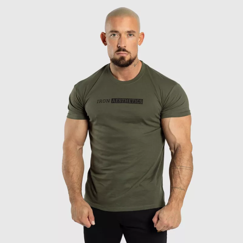 Pánske fitness tričko Iron Aesthetics Gym, vojenská zelená-5