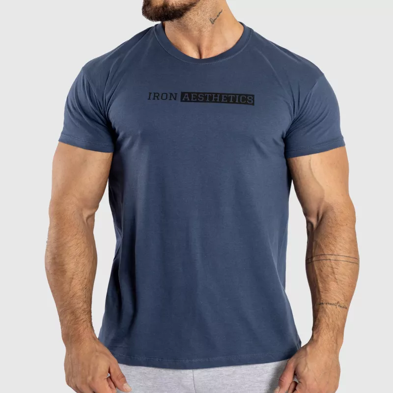Pánske fitness tričko Iron Aesthetics Gym, modré-1